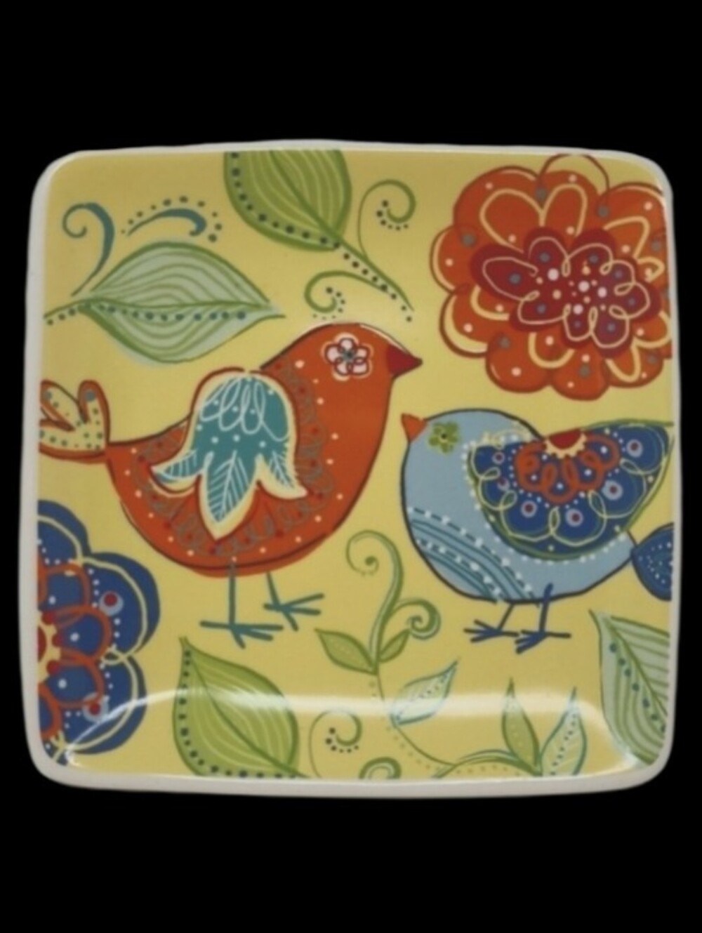 DECORATIVE 2 BIRDS CERAMIC TRINKET PLATE